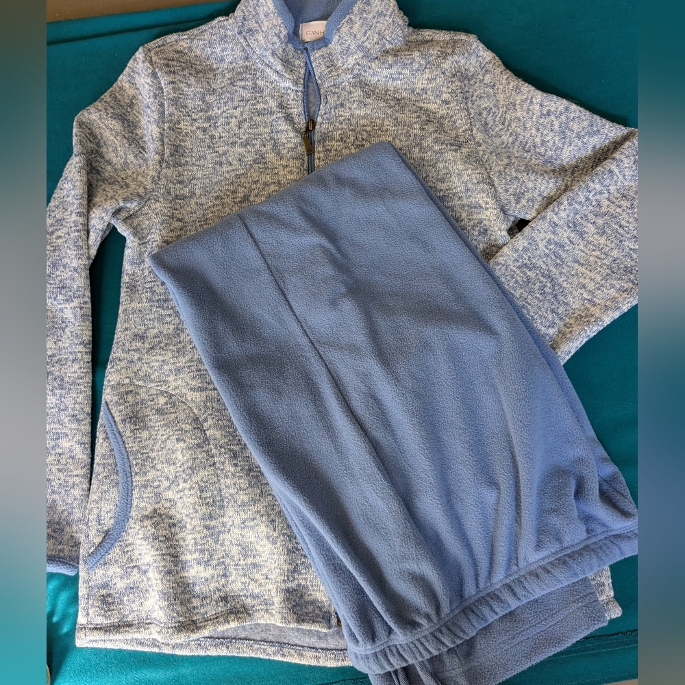 Stan Herman Zip-up Spring Sweater/Pant/Lounge PJ Set, Drawstring Waist, EUC, S-6